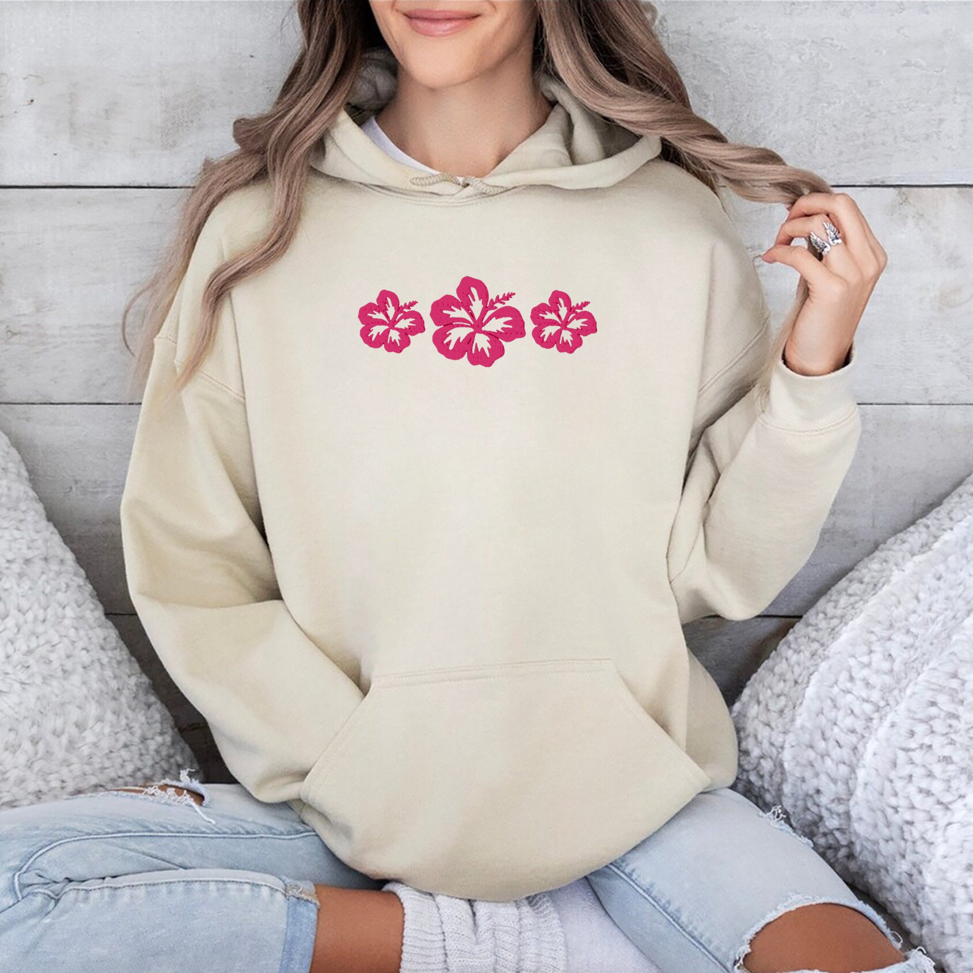 Embroidered Beach Hoodies Women's Summer Hoodie Hibiscus Sweatshirt Surf Hoodie Ocean Beach Hoodie Sunset Hoodies Siesta Beach Hoodie image 3