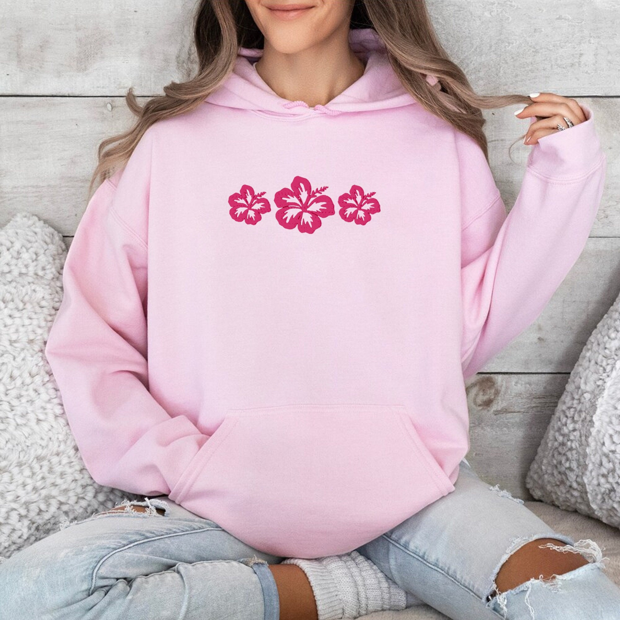 Embroidered Beach Hoodies Women's Summer Hoodie Hibiscus Sweatshirt Surf Hoodie Ocean Beach Hoodie Sunset Hoodies Siesta Beach Hoodie image 1