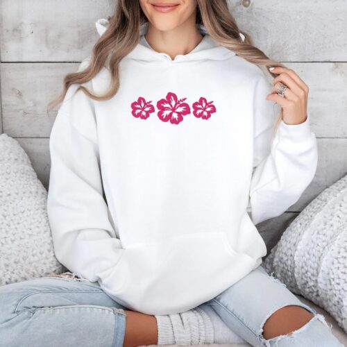 Embroidered Beach Hoodies Women's Summer Hoodie Hibiscus Sweatshirt Surf Hoodie Ocean Beach Hoodie Sunset Hoodies Siesta Beach Hoodie image 0