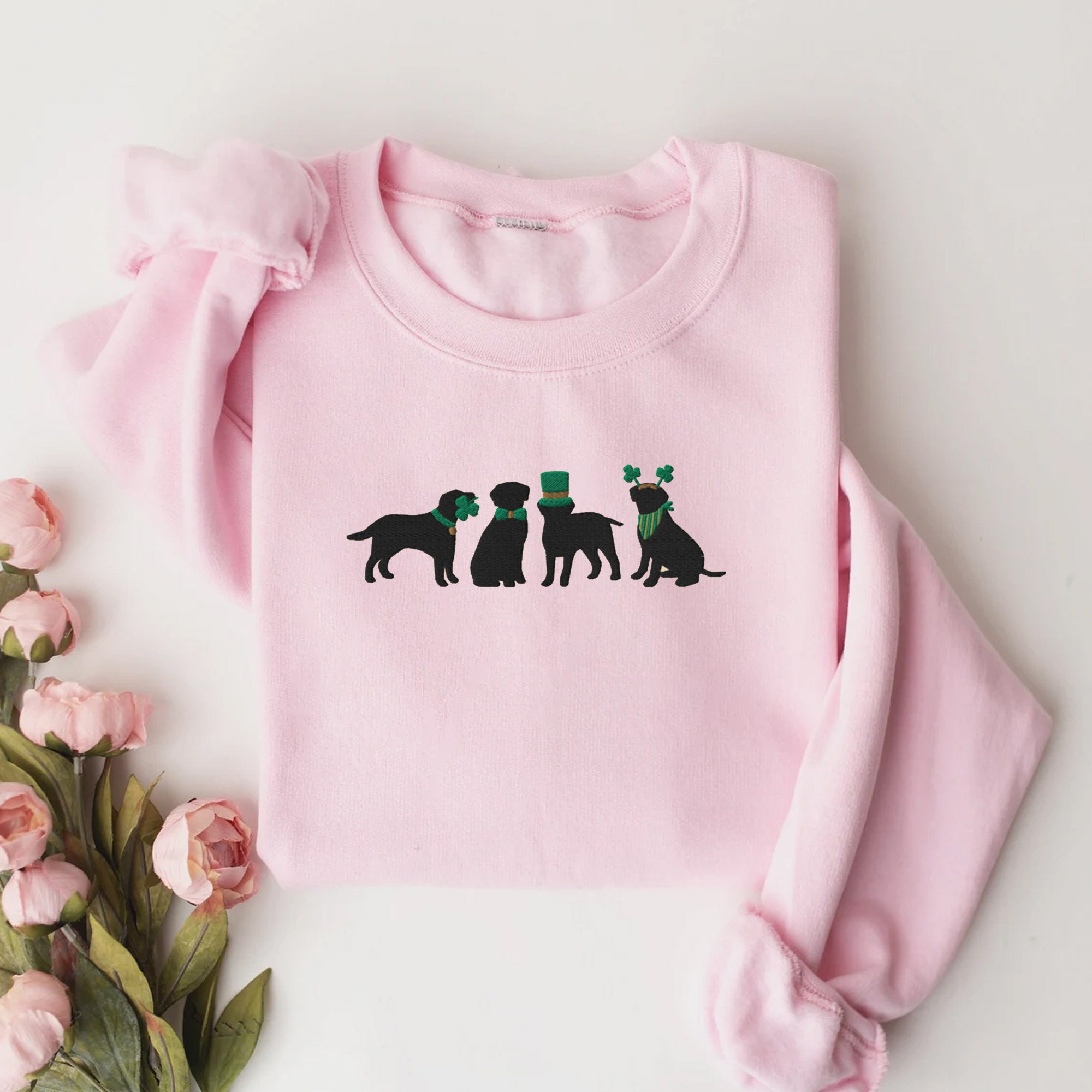 Embroidered Saint Patricks Labrador Sweatshirt St Pattys Sweatshirt Dog Mom Sweatshirt Lab Mom Sweatshirt Dog Mom Gift Dog Lover Shirt image 2