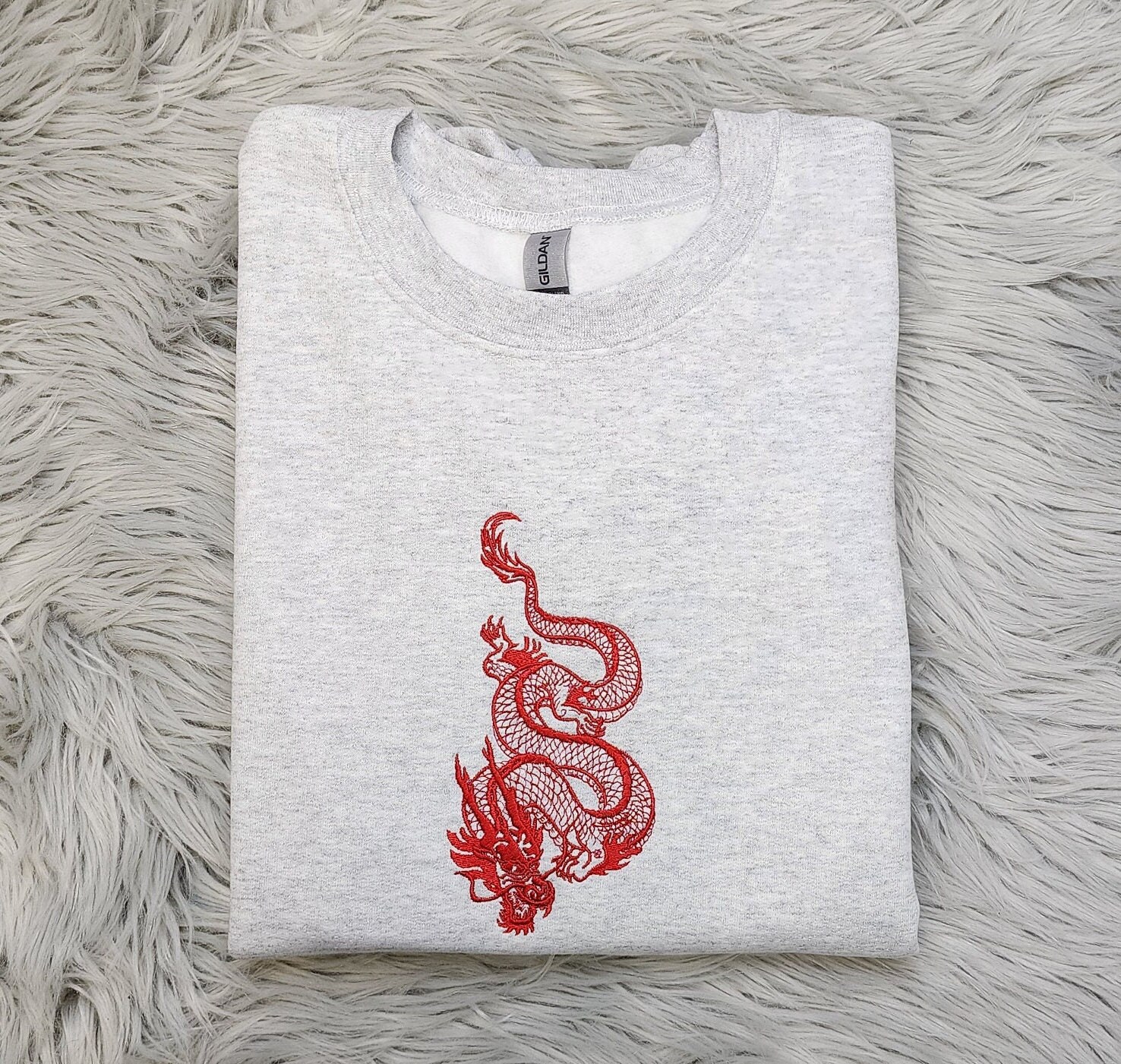 Chinese New Year 2024 Dragon Sweatshirt Embroidered Unisex Zodiac Crewneck or Hoodie image 1