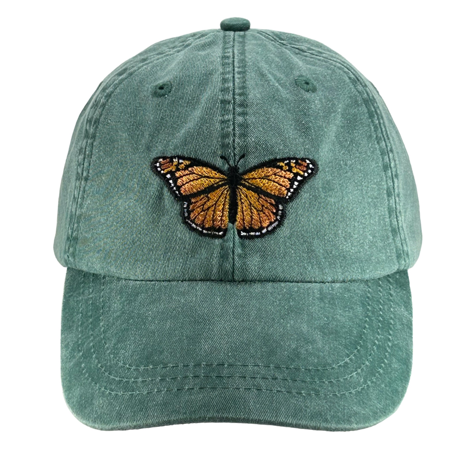 Monarch Butterfly Embroidered Baseball Cap - Garden Sun Hat Orange Butterfly Design Mom & Dad Cap image 1