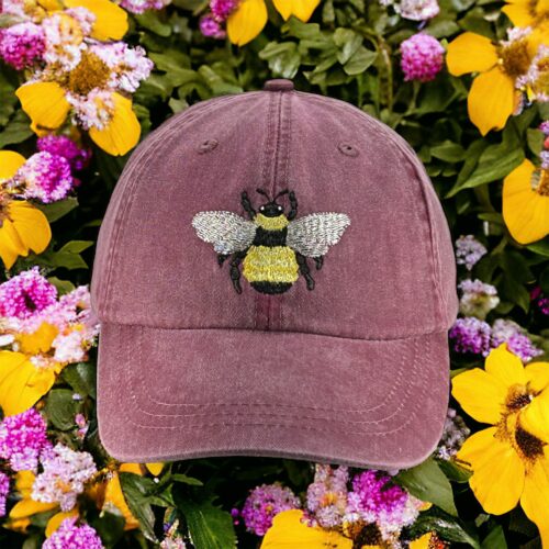 Bee Embroidered Baseball Cap - Dad Hat Mom Cap Bumble Bee Queen Bee Insect Hat image 0