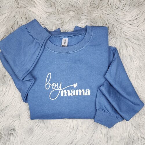 Boy Mama Embroidered Crewneck Sweatshirt Boy Mom Gift Mother's Day Present image 0