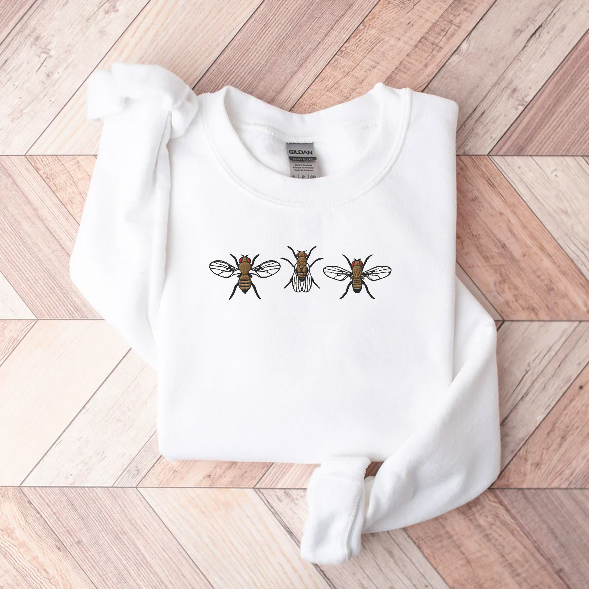 Embroidered Insect Shirt - Embroidered Fruit Fly Sweatshirt Whimsigoth Clothes Dark Academia Cottagecore Shirt Witchy Sweater Goblincore image 3