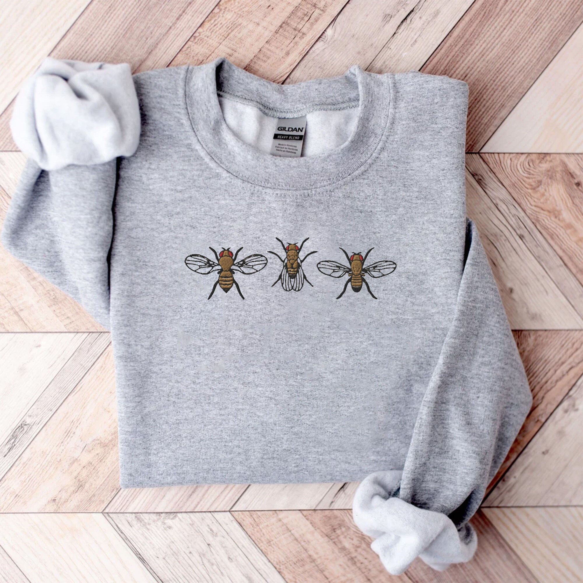 Embroidered Insect Shirt - Embroidered Fruit Fly Sweatshirt Whimsigoth Clothes Dark Academia Cottagecore Shirt Witchy Sweater Goblincore image 4