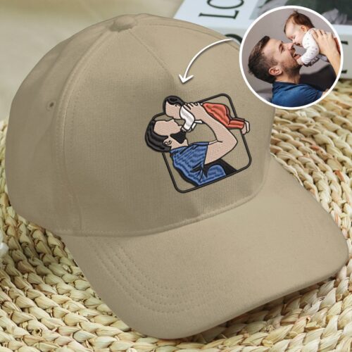 Custom Embroidered Dad and Son Cap - Personalized Family Portrait Hat - Unique Birthday Gift image 0