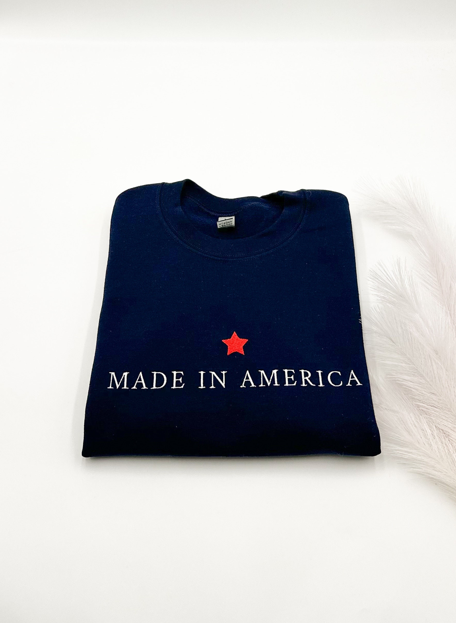 Embroidered Made in America Sweatshirt or Hoodie - USA Patriotic Shirt 1776 4th of July T-shirt Memorial Day Sweater Patriotic Pullover image 1