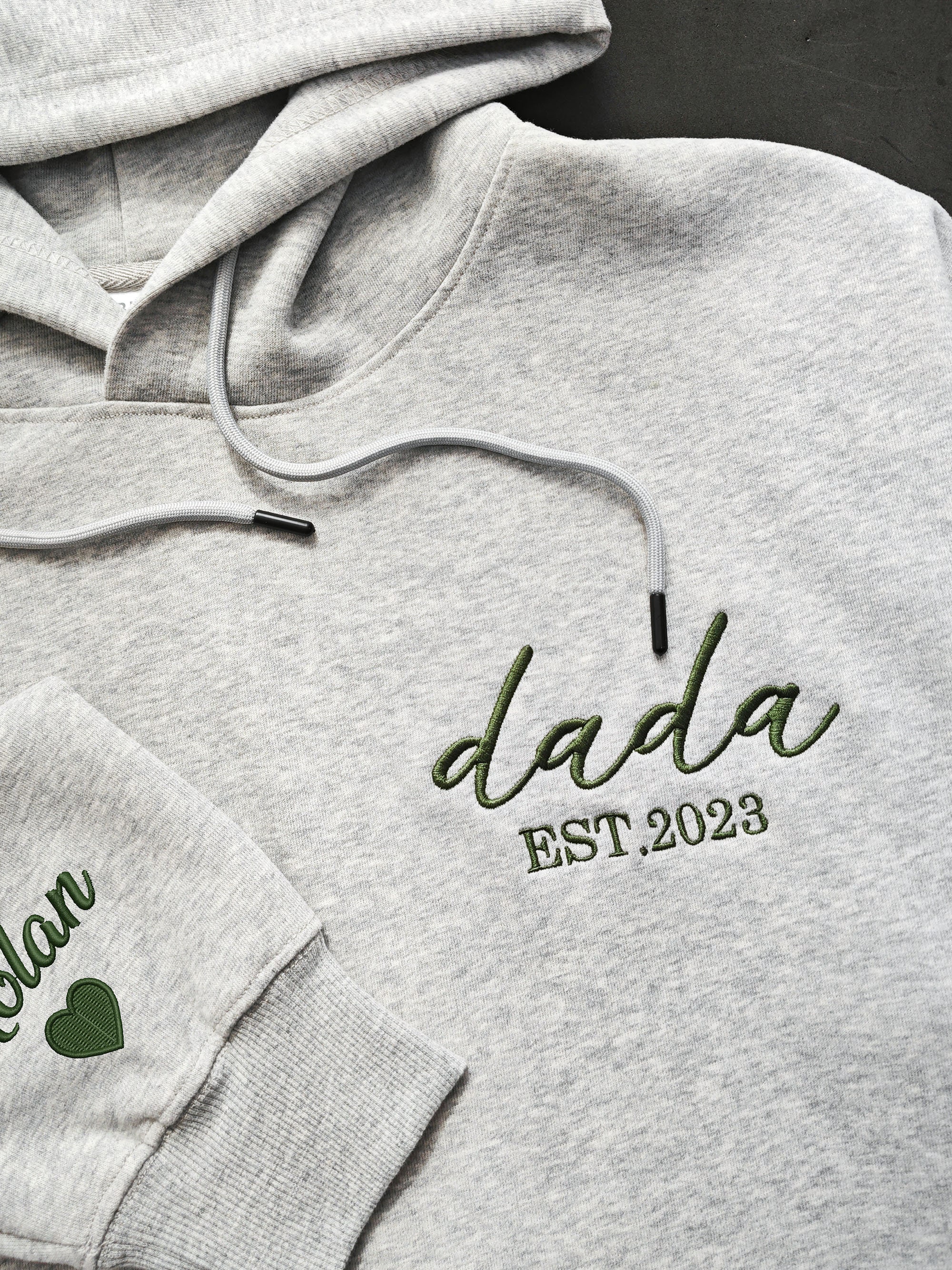 Personalized PAPA Hoodie with Name - Embroidered Dad Est. Year Sweatshirt Dad Announcement Cool Dad Sweatshirt Gift for Best Dad image 2