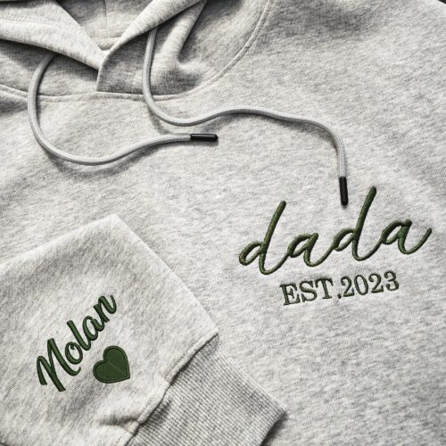 Personalized PAPA Hoodie with Name - Embroidered Dad Est. Year Sweatshirt Dad Announcement Cool Dad Sweatshirt Gift for Best Dad image 0