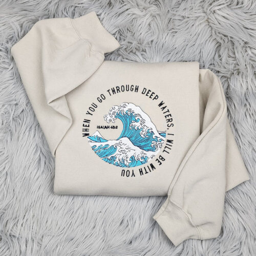 Christian Embroidered Crewneck Sweatshirt Deep Waters Bible Verse Hoodie & T-Shirt image 0