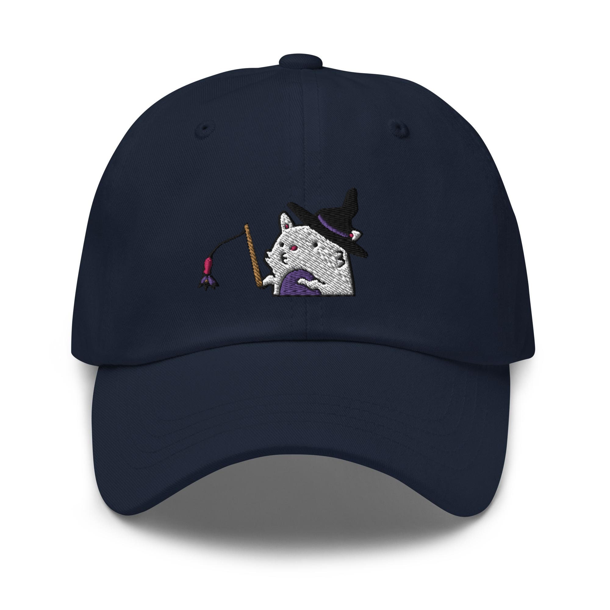 Witch Wizard Cat Embroidered Dad Cap - Trendy Fit Comfortable Baseball Hat Gift image 1