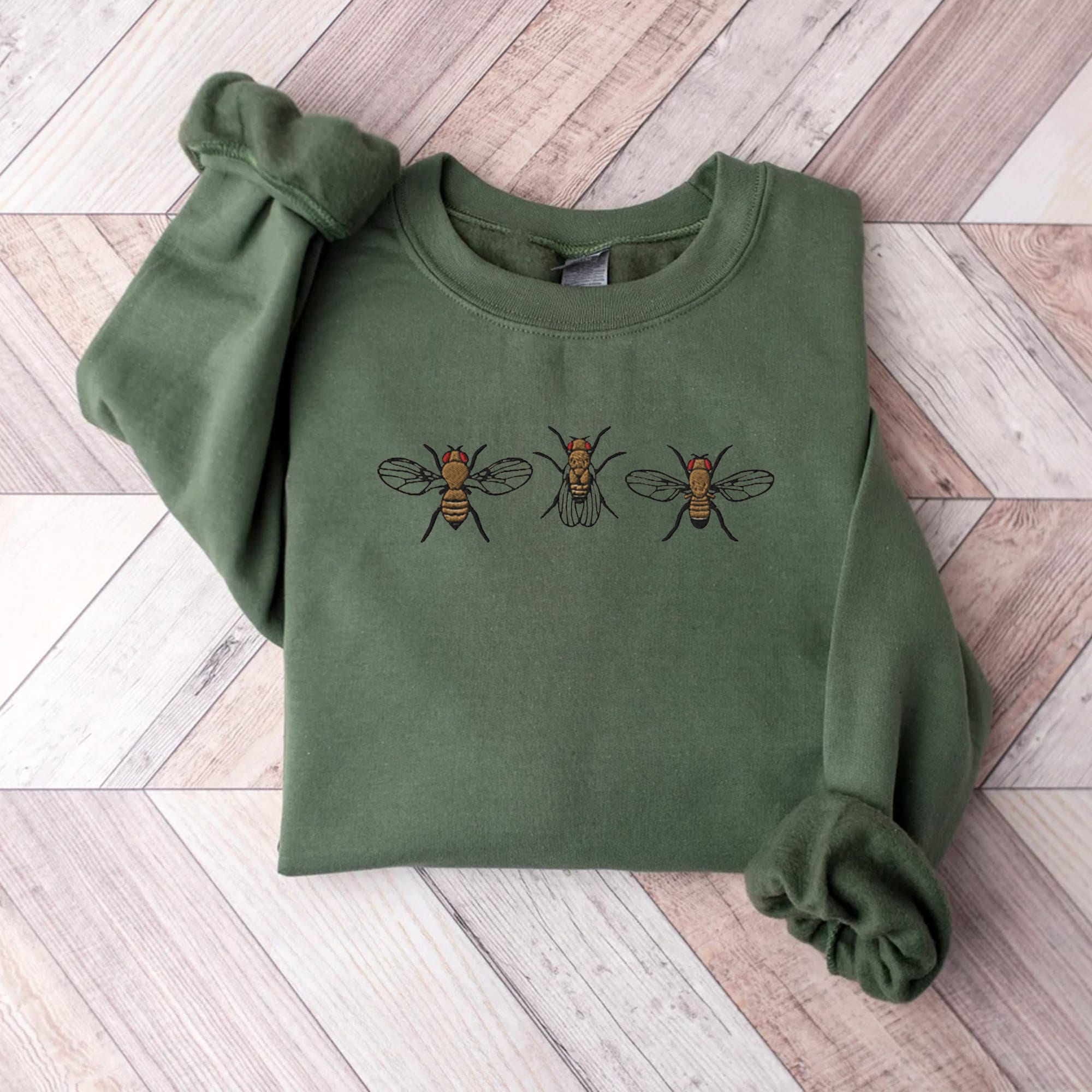 Embroidered Insect Shirt - Embroidered Fruit Fly Sweatshirt Whimsigoth Clothes Dark Academia Cottagecore Shirt Witchy Sweater Goblincore image 2