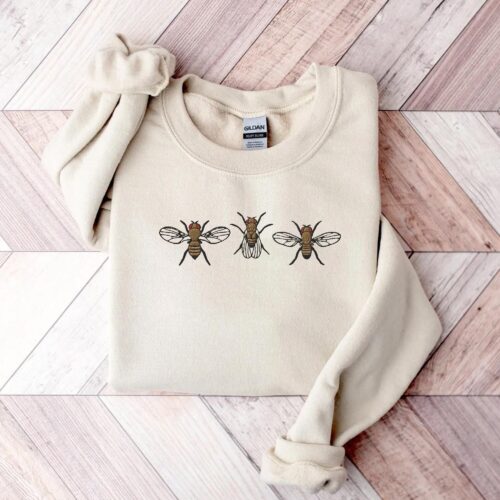 Embroidered Insect Shirt - Embroidered Fruit Fly Sweatshirt Whimsigoth Clothes Dark Academia Cottagecore Shirt Witchy Sweater Goblincore image 0