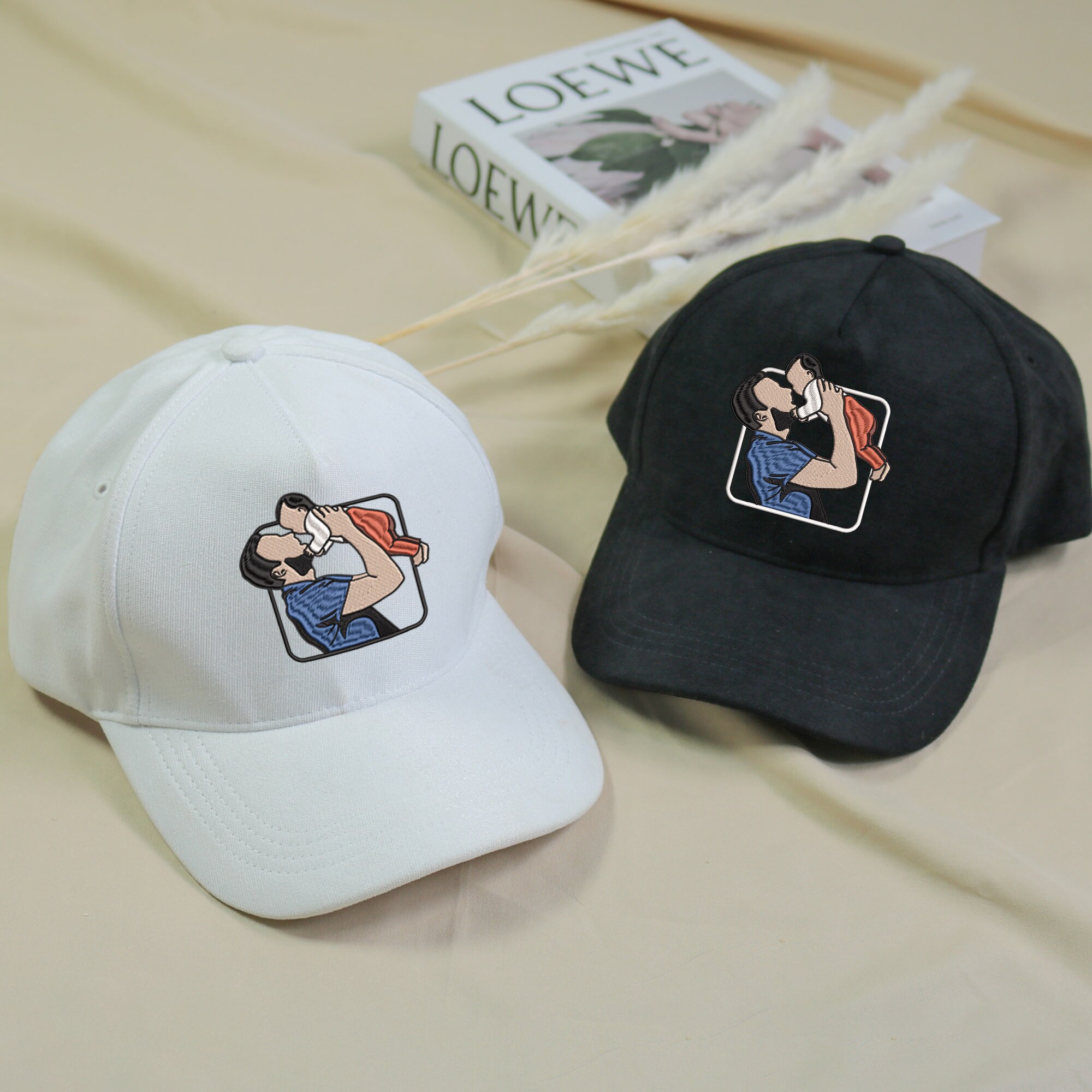 Custom Embroidered Dad and Son Cap - Personalized Family Portrait Hat - Unique Birthday Gift image 2