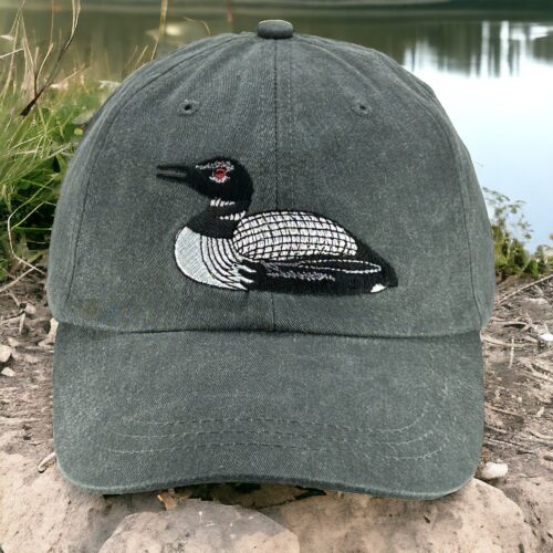 Loon Embroidered Low Profile Baseball Dad Hat - Mom Duck Cap Bird Watching Nature Hat Adjustable Leather Strap image 0