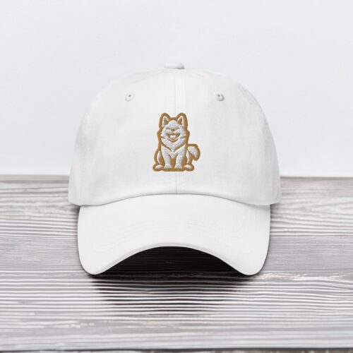 Akita Dog Dad Hat - Gold White Embroidered Adjustable Baseball Cap - Unique Gift for Pet Lovers image 0