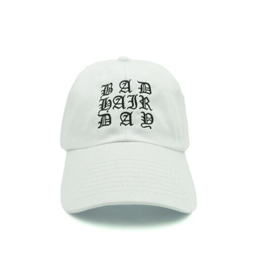 Bad Hair Day Embroidered Dad Hat - White Baseball Cap for Men and Women image 0