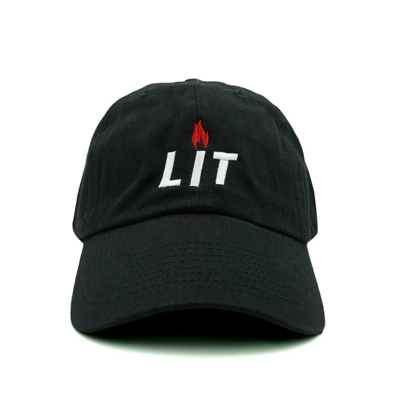 Black Dad Hat - LIT Embroidered Adjustable Unisex Baseball Hat image 1