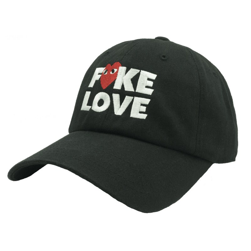 Black Fake Love Dad Hat - Trendy Embroidered Adjustable Baseball Cap image 1