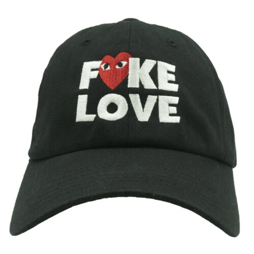 Black Fake Love Dad Hat - Trendy Embroidered Adjustable Baseball Cap image 0