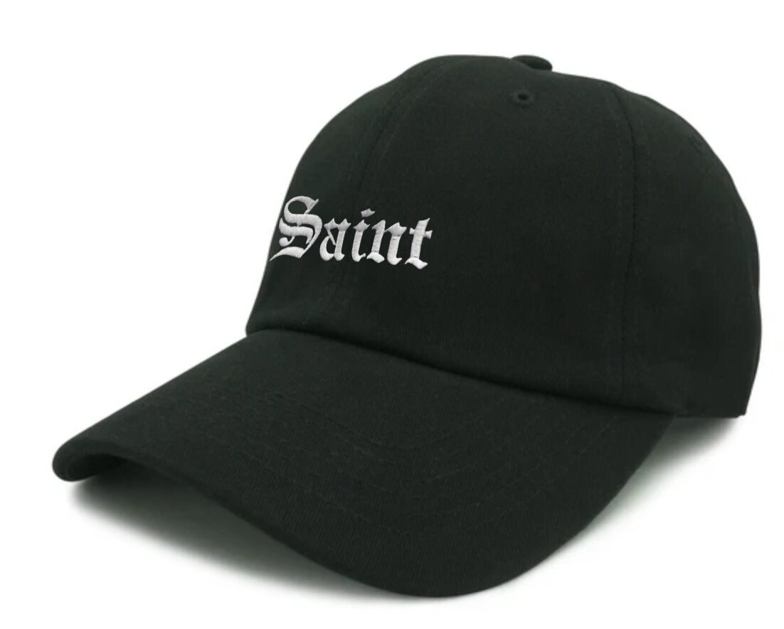 Saint Dad Hat Black Unstructured Baseball Cap - Trendy Casual Headwear image 1