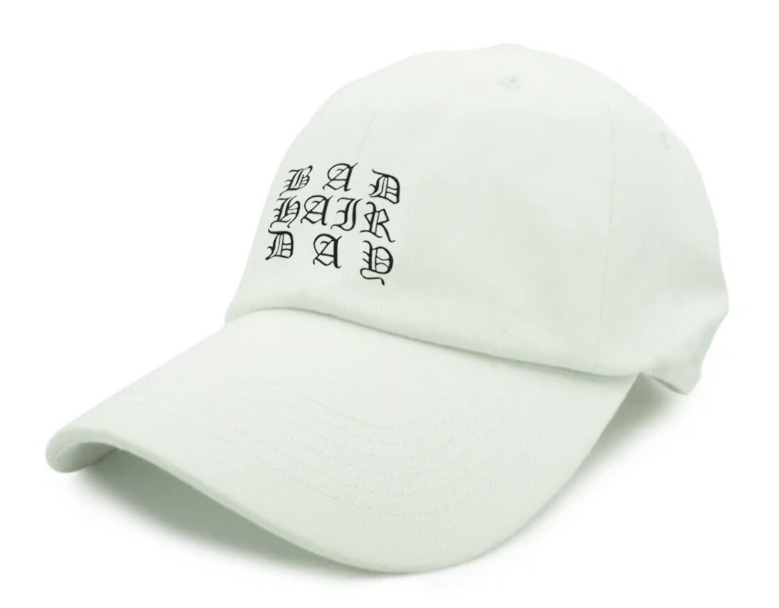 Bad Hair Day Embroidered Dad Hat - White Baseball Cap for Men and Women image 1