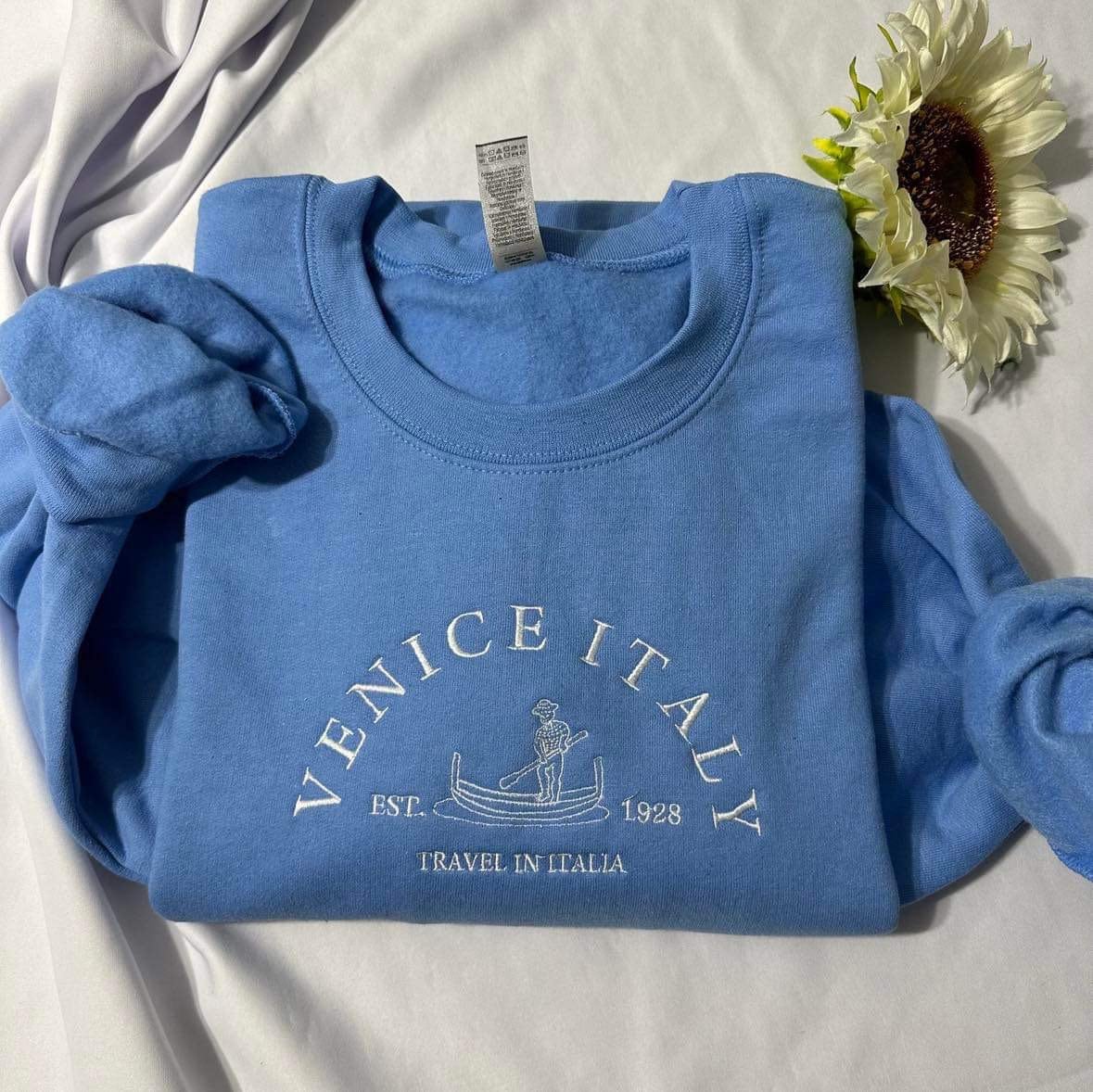 Venice Italy Embroidered Sweatshirt - Italia Travel Crewneck - Christmas Holiday Gift image 1