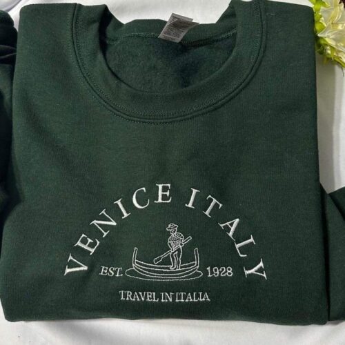 Venice Italy Embroidered Sweatshirt - Italia Travel Crewneck - Christmas Holiday Gift image 0