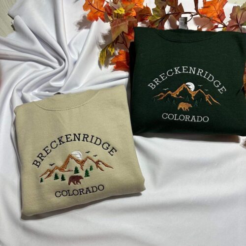 Breckenridge Colorado Mountains Embroidered Sweatshirt Crewneck Christmas Gift image 0