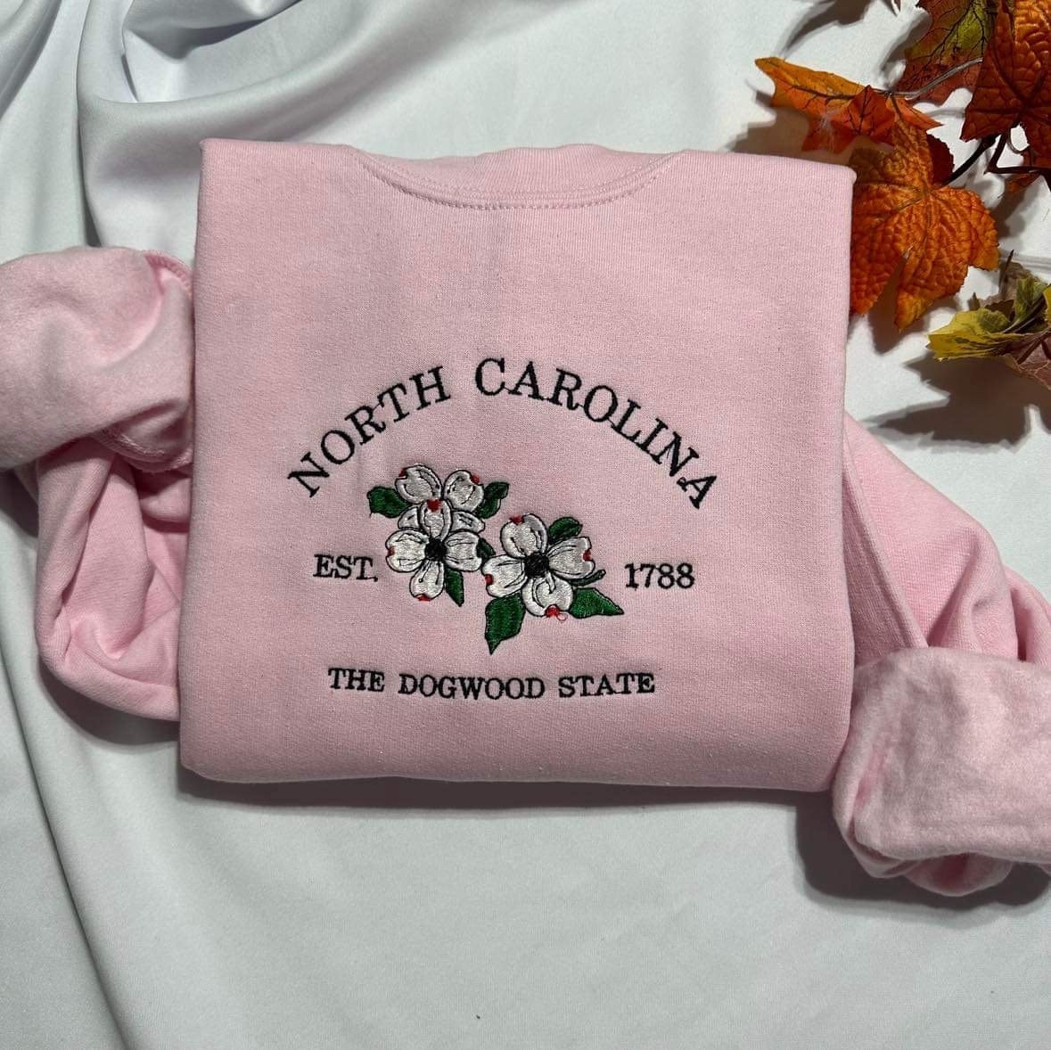 North Carolina Embroidered Sweatshirt - Dogwood State Crewneck image 1