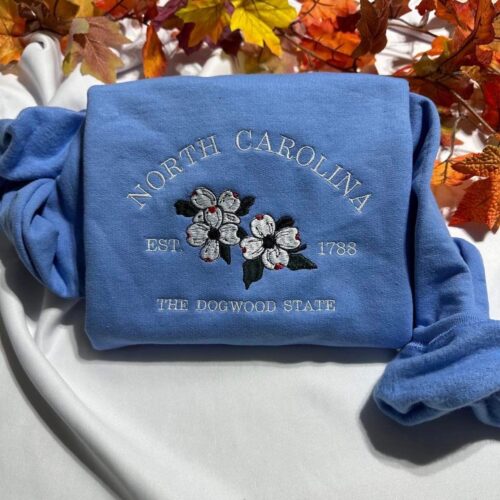 North Carolina Embroidered Sweatshirt - Dogwood State Crewneck image 0