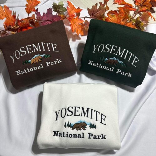 Yosemite National Park Embroidered Sweatshirt - Sierra Nevada Crewneck - Unique Holiday Gift image 0