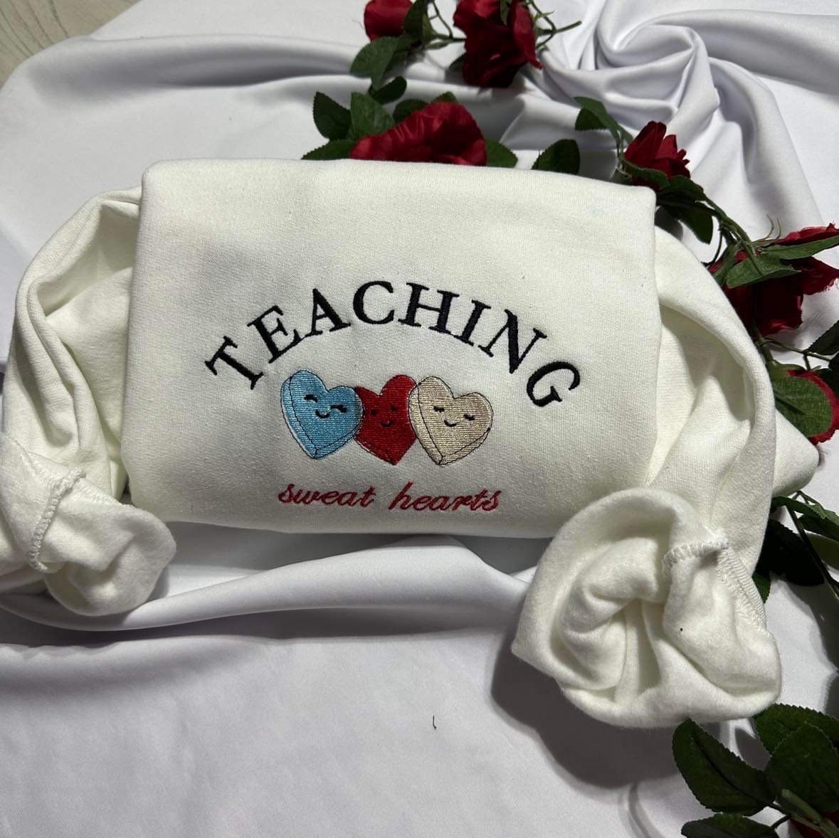 Teaching Sweethearts Embroidered Sweatshirt - Perfect Teacher Gift image 3