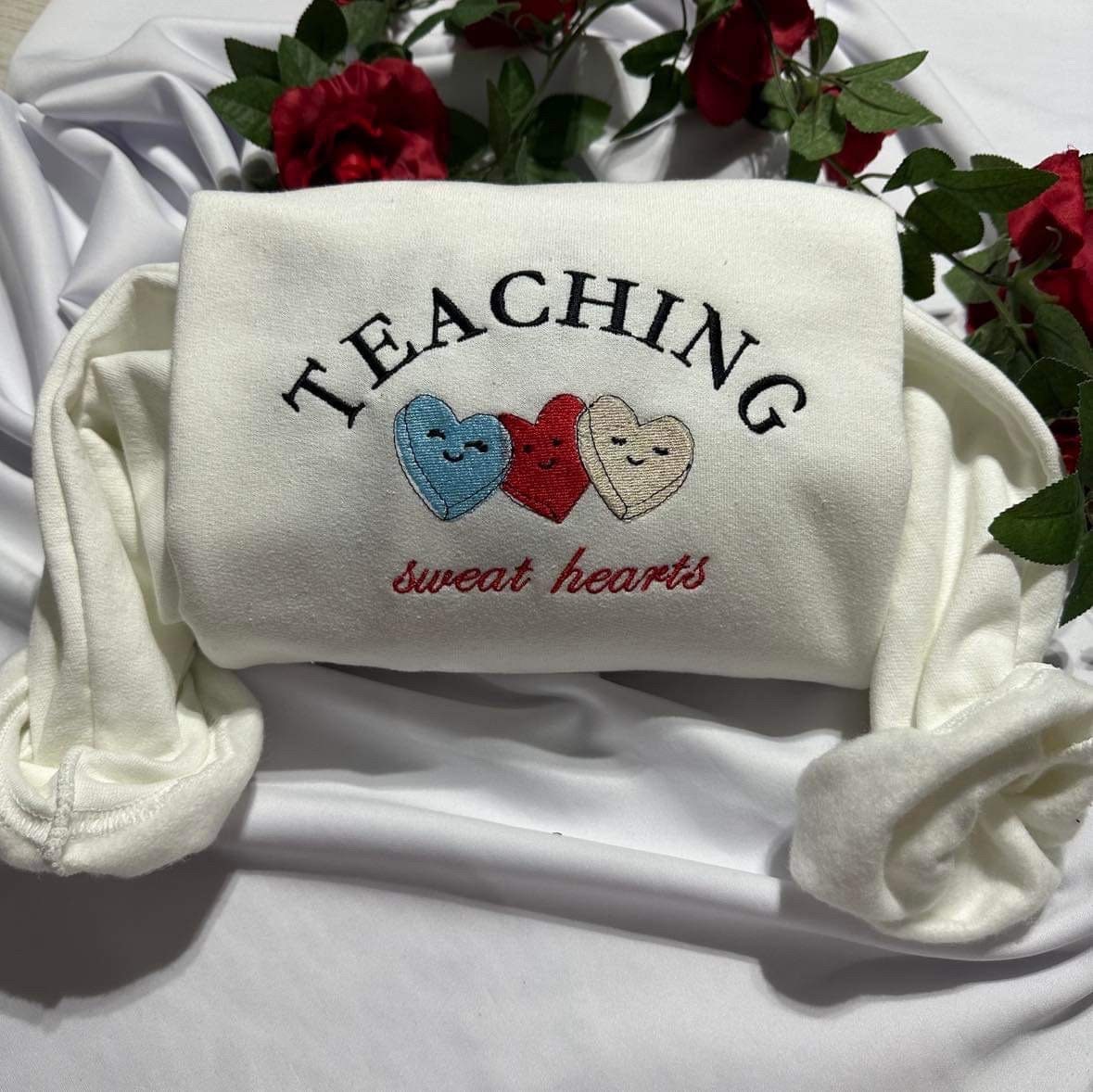 Teaching Sweethearts Embroidered Sweatshirt - Perfect Teacher Gift image 4