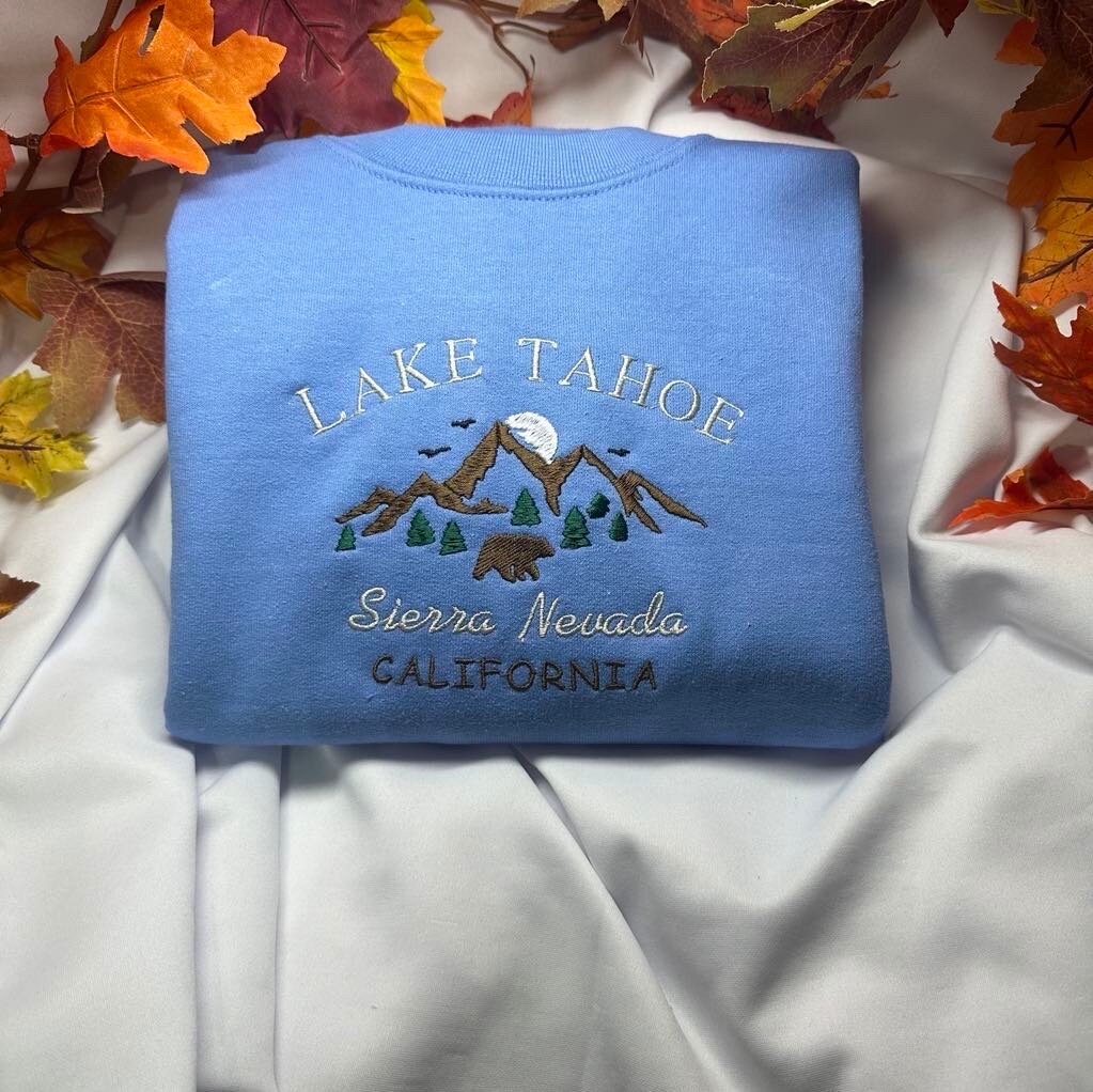 Lake Tahoe Sierra Nevada Embroidered Sweatshirt Crewneck Hoodie - Christmas Gift for Him/Her image 2