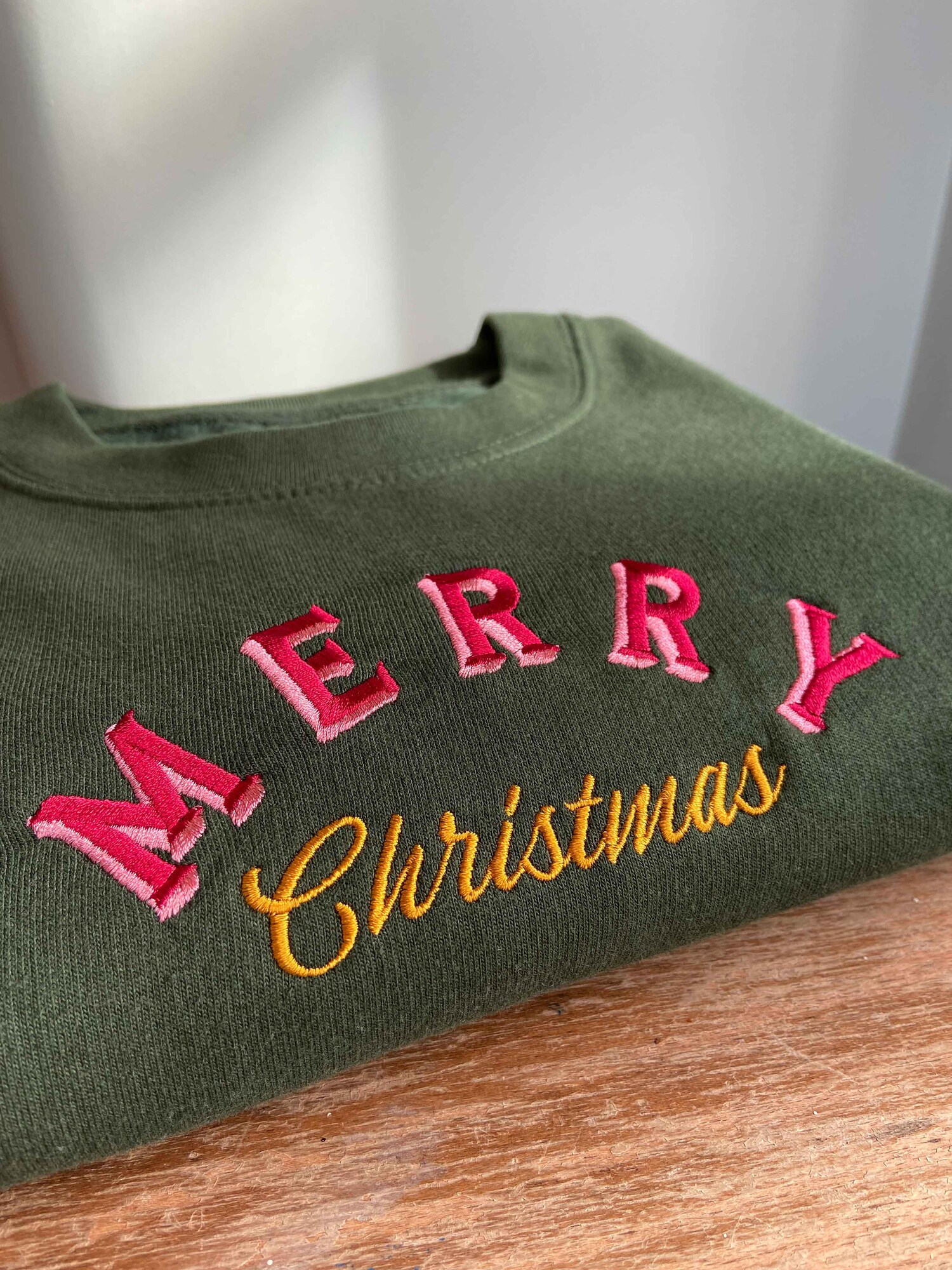 Retro Merry Christmas Unisex Embroidered Jumper Vintage Festive Holiday Sweater Gift Ideas image 1