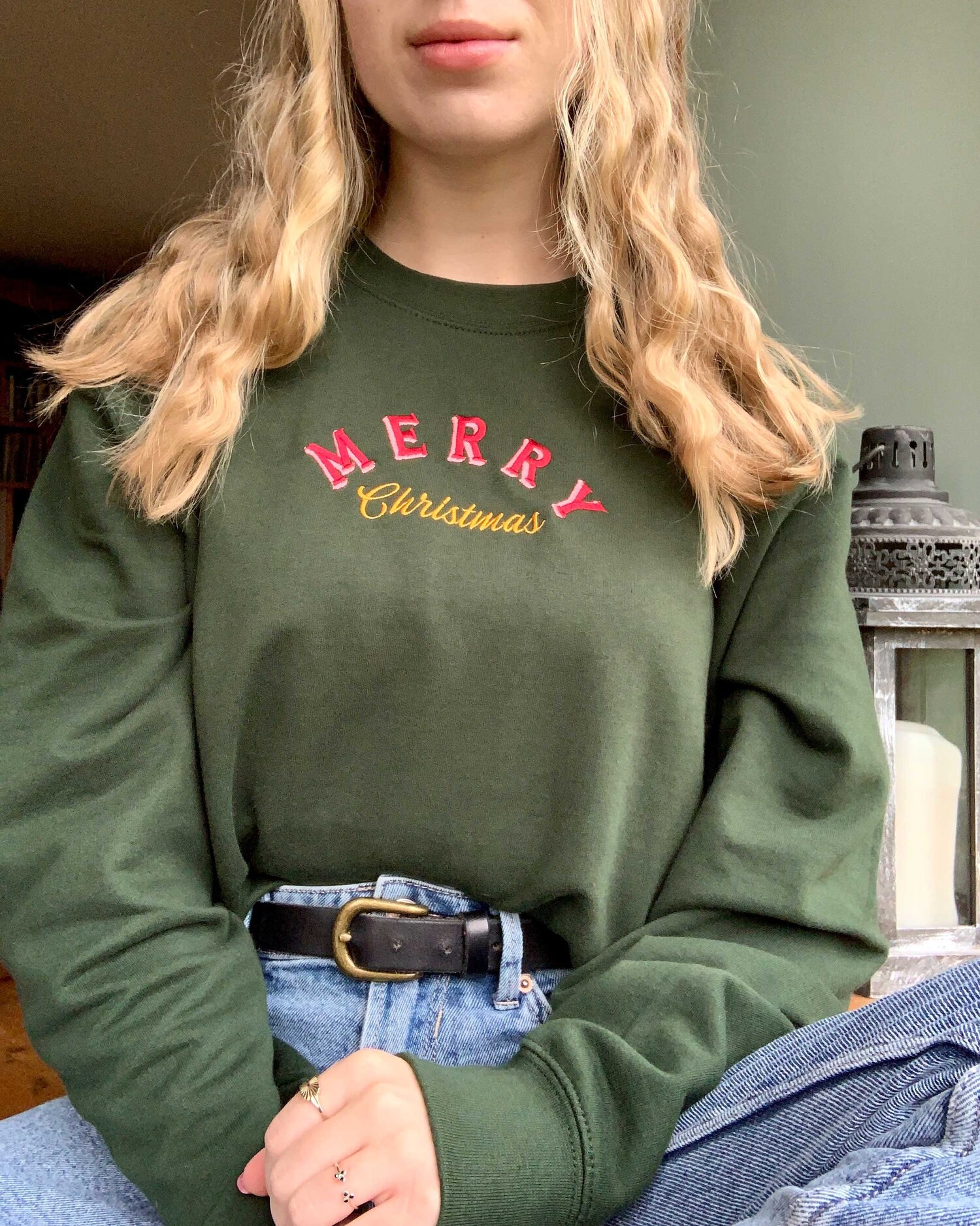 Retro Merry Christmas Unisex Embroidered Jumper Vintage Festive Holiday Sweater Gift Ideas image 2