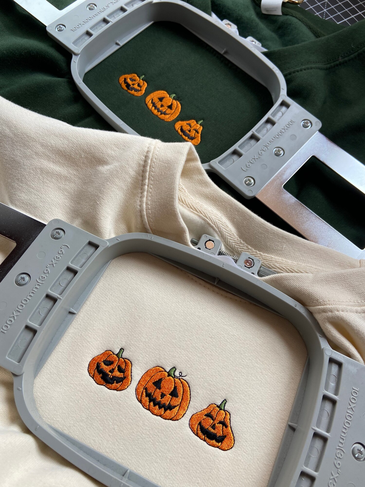 Pumpkin Face Embroidered Unisex Sweatshirt Halloween Autumn Fall Sweater Eco Jumper image 1