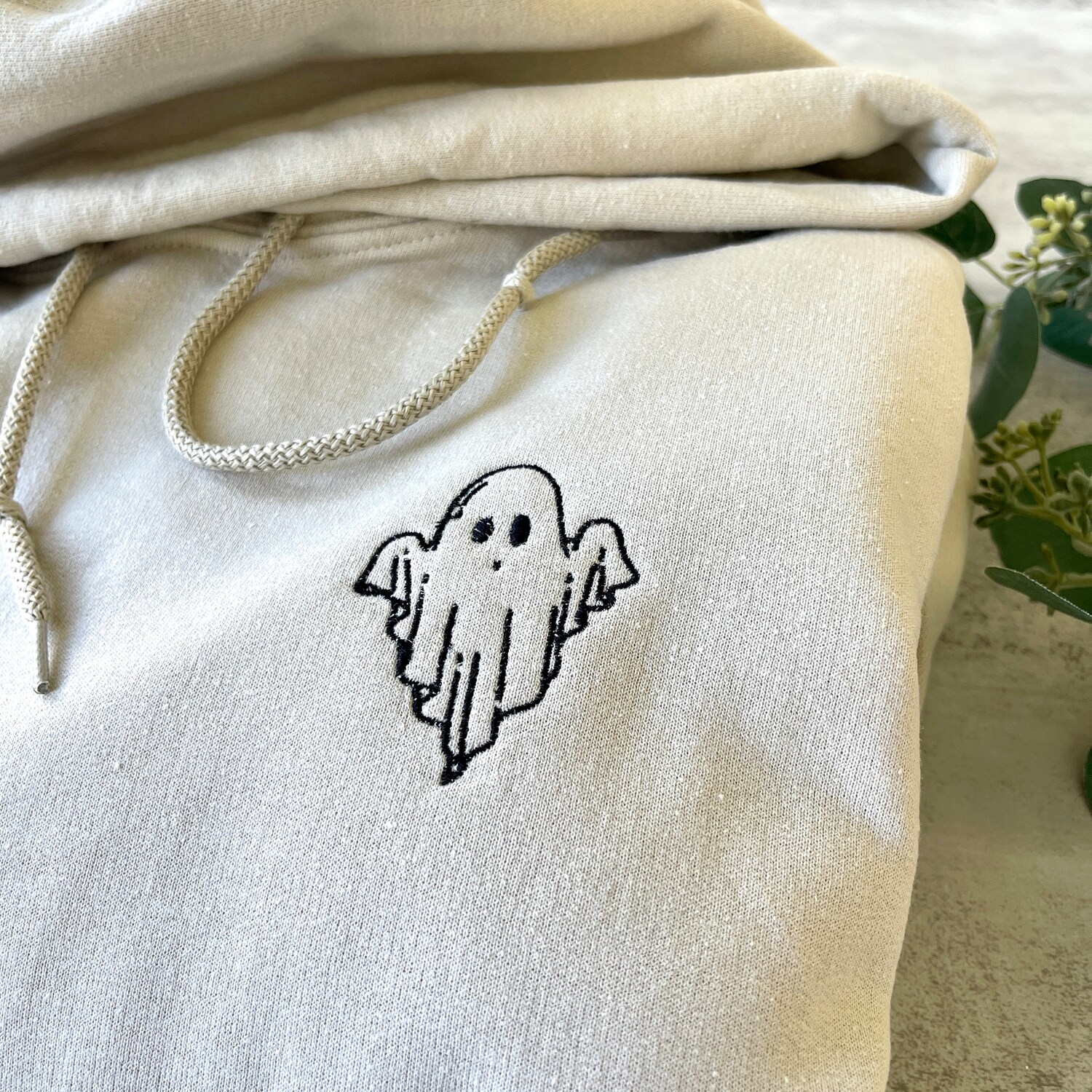 Halloween Ghost Embroidered Hoodie Trendy Halloween Sweatshirt Ghost Sweatshirt for Fall image 2