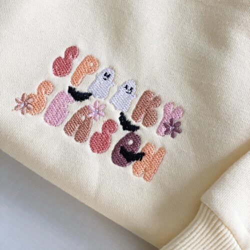 Spooky Season Embroidered Halloween Toddler Girls Sweatshirt Fall Embroidery Design image 0