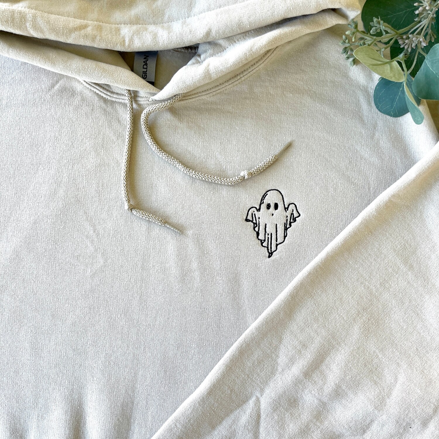 Halloween Ghost Embroidered Hoodie Trendy Halloween Sweatshirt Ghost Sweatshirt for Fall image 1