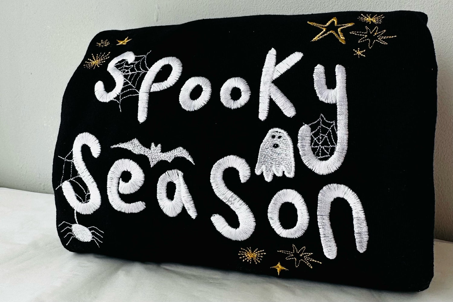 Spooky Season Embroidered Sweatshirt Cute Autumn Halloween Jumper for Fall image 2