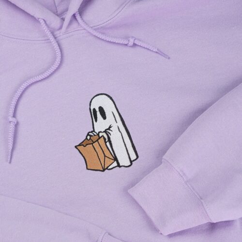 Ghost Trick Or Treat Embroidered Halloween Hoodie Aesthetic Pullover Sweater Sweatshirt image 0