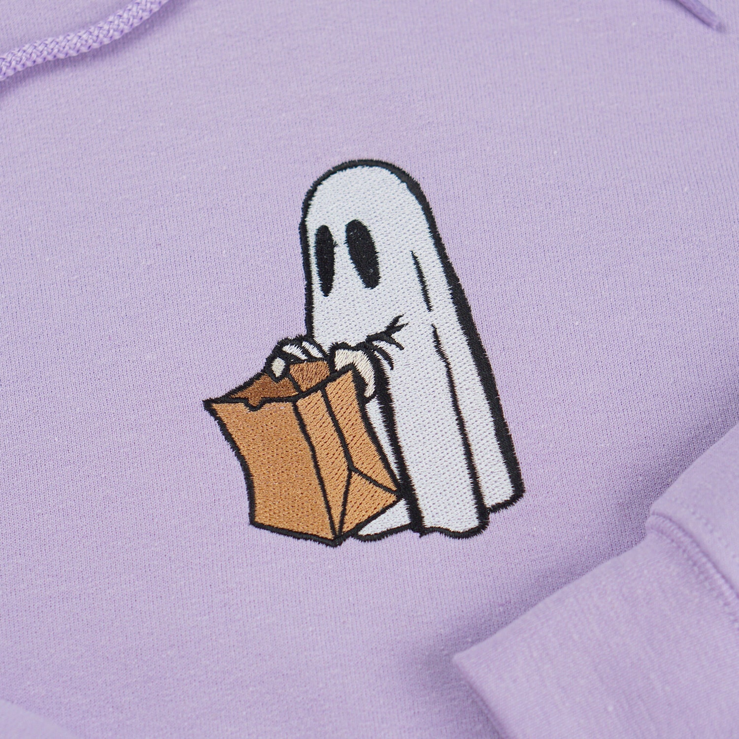 Ghost Trick Or Treat Embroidered Halloween Hoodie Aesthetic Pullover Sweater Sweatshirt image 1