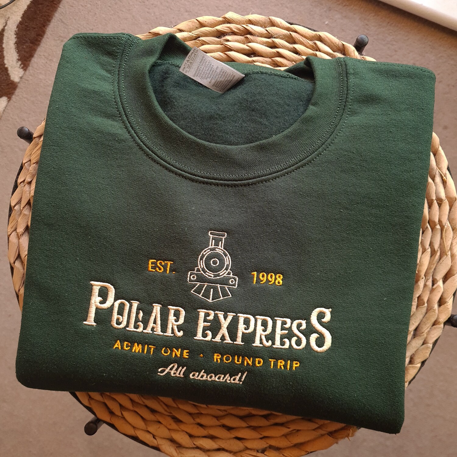 Polar Express Christmas Embroidered Sweatshirt - Vintage Crewneck Christmas Embroidery Sweater image 1