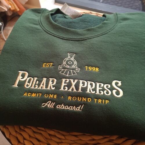 Polar Express Christmas Embroidered Sweatshirt - Vintage Crewneck Christmas Embroidery Sweater image 0