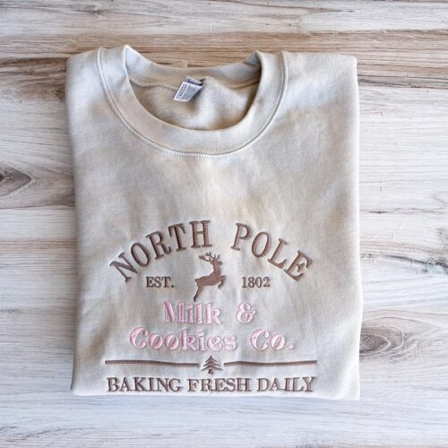 North Pole Cookie Co Embroidered Christmas Sweatshirt Custom Winter Holiday Crewneck image 0