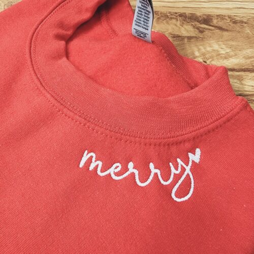 Women's Embroidered Merry Christmas Collar Sweatshirt Perfect Holiday Gift image 0