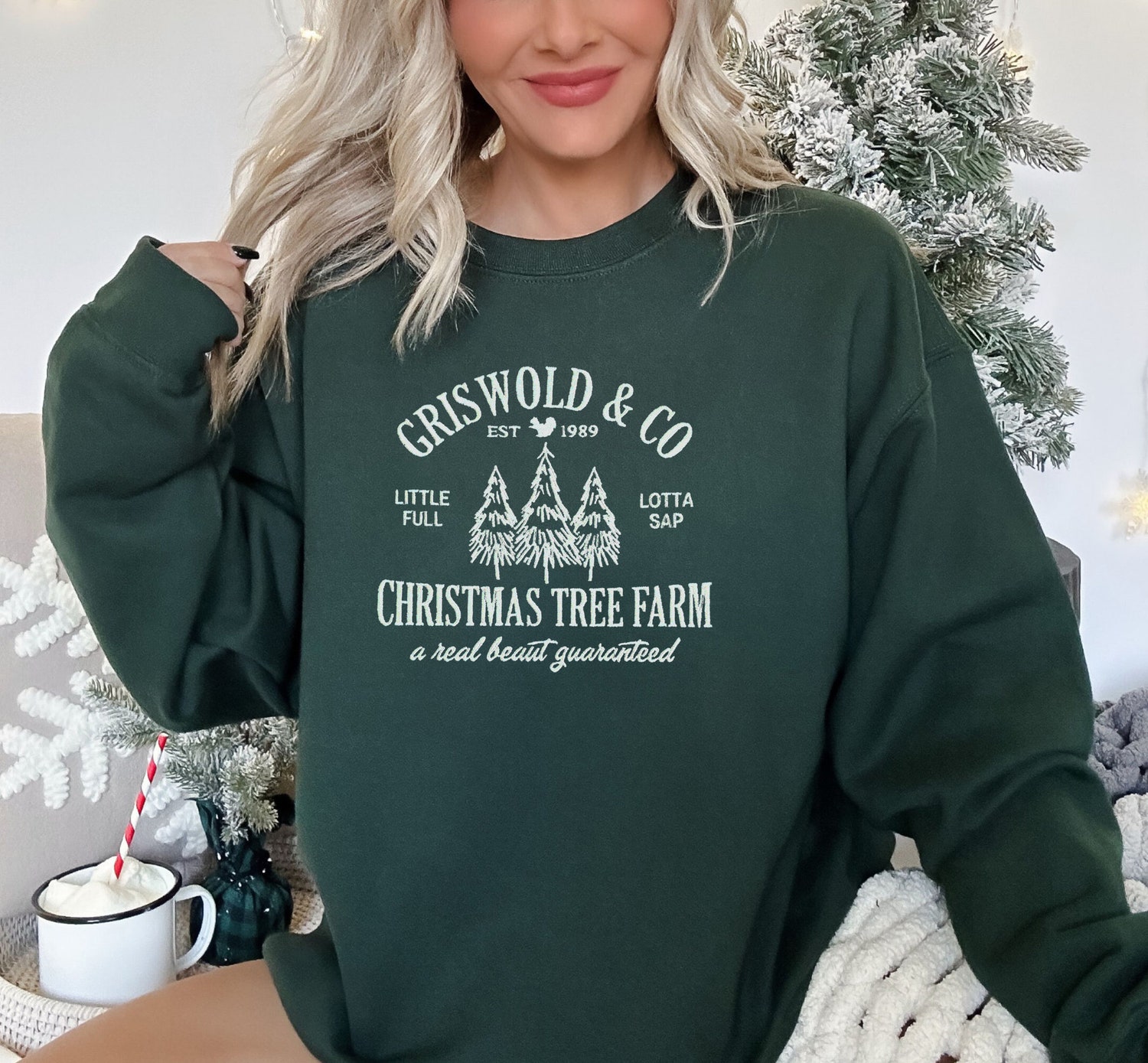 Griswold's Christmas Tree Farm Embroidered Sweatshirt Women’s Cute Holiday Christmas Shirt Gift image 5